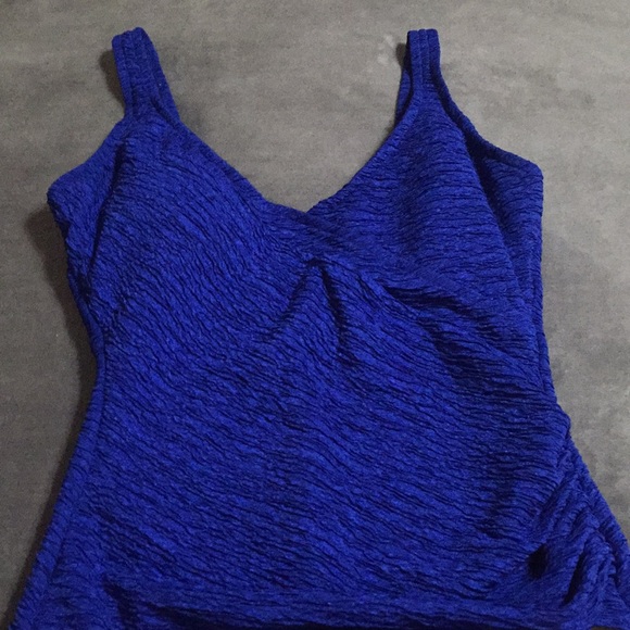 Unknown Other - One Piece Bathing Suit Sz 14 Crepe-Look V-Neckline